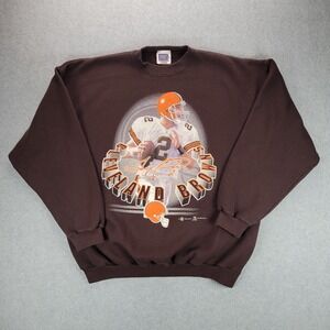 Vintage Cleveland Browns Tim Couch Crewneck Sweatshirt Brown Mens XL 90s